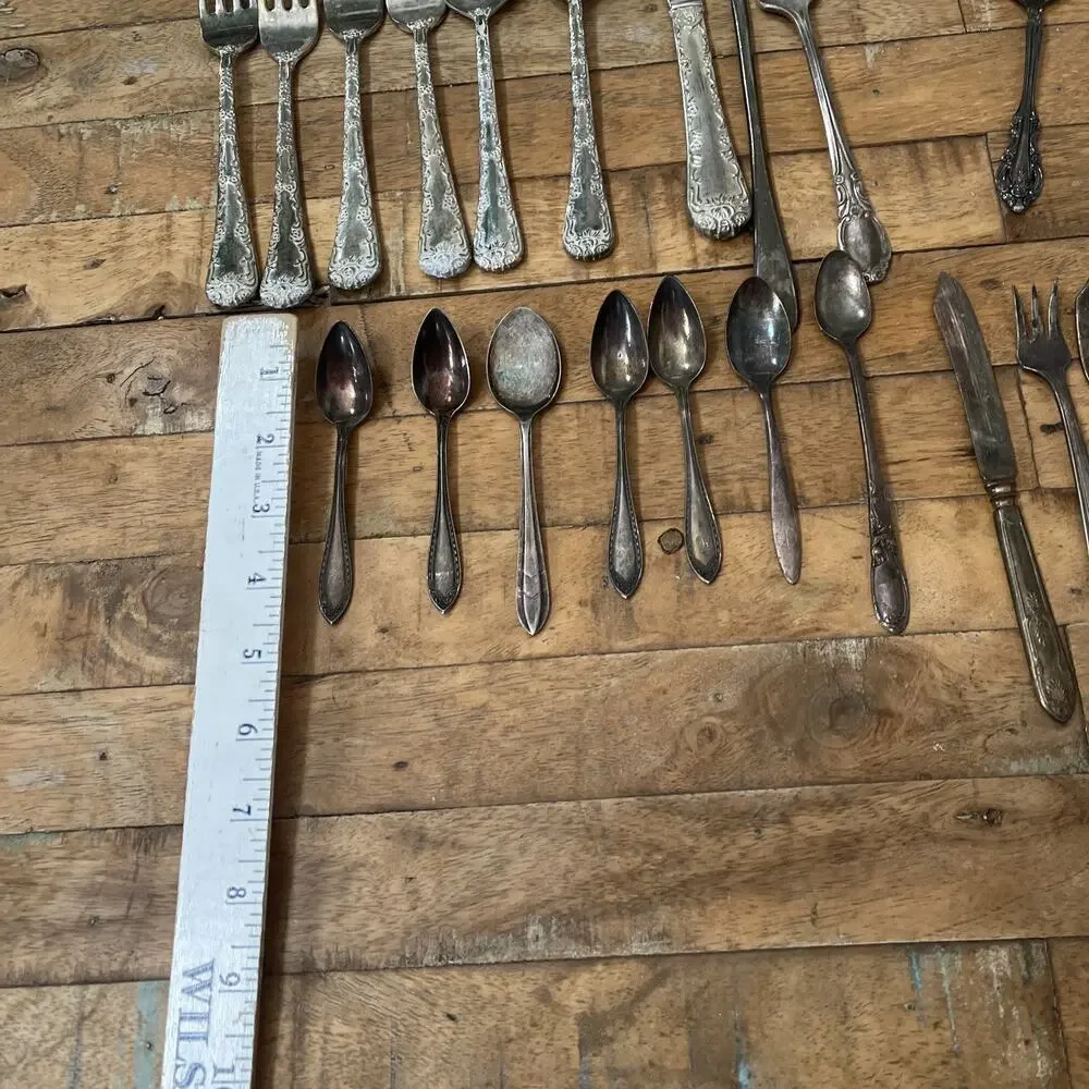 Vintage Silverplate Flatware Lot 25 Pieces Mixed Patterns